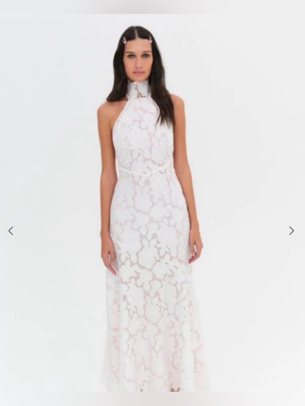 NWT For Love & Lemons Astoria Lace Maxi Dress White Blush XL $389